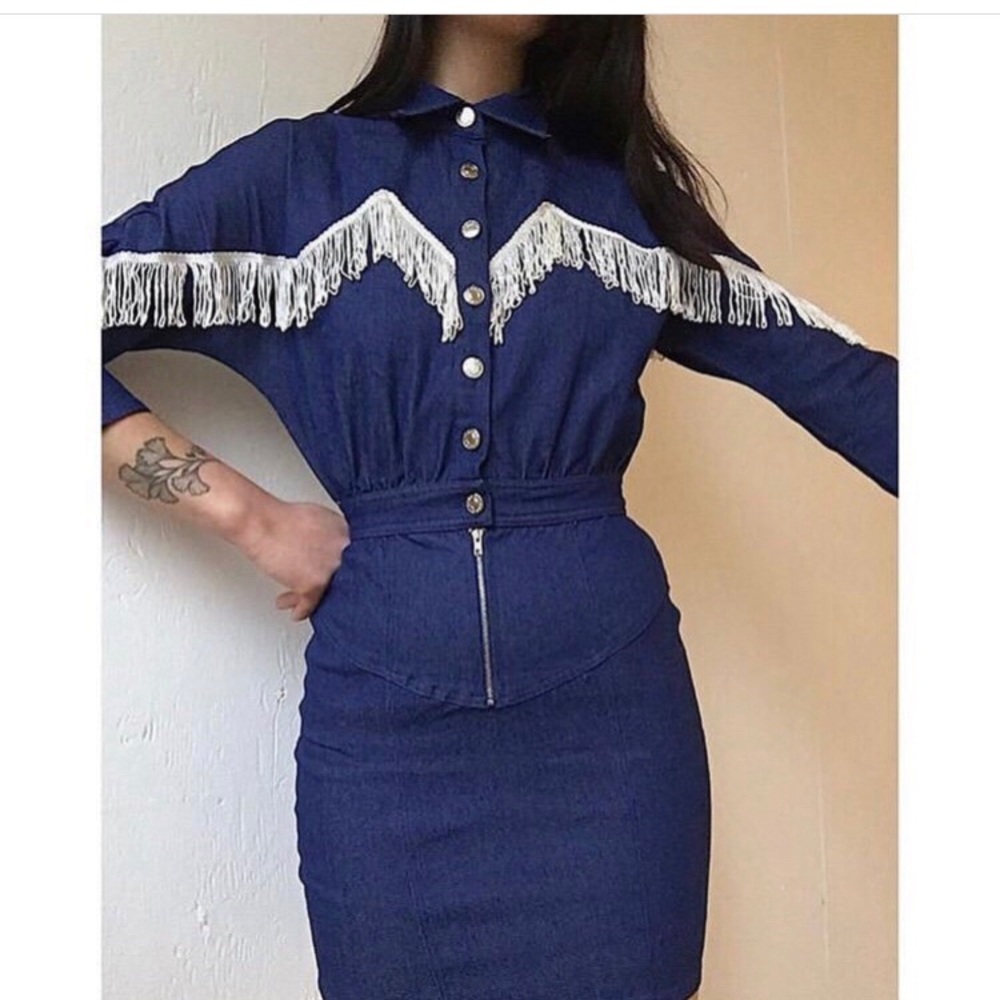 SOLD Denim Cowgirl Dress with Fringe 🤠